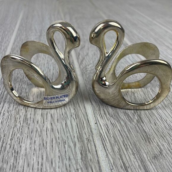 International Silver Company Vintage Swan Napkin Ring Silver Plated Set of 2 - Picture 4 of 6